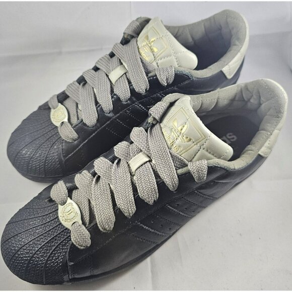 Adidas Superstar LTO Trainer shoes Men\'s Size 8,5 Black Leather Gold Logo Rare Adidas Superstar LTO Trainer shoes Men\'s Size 8,5 Black Leather Gold Logo Rare